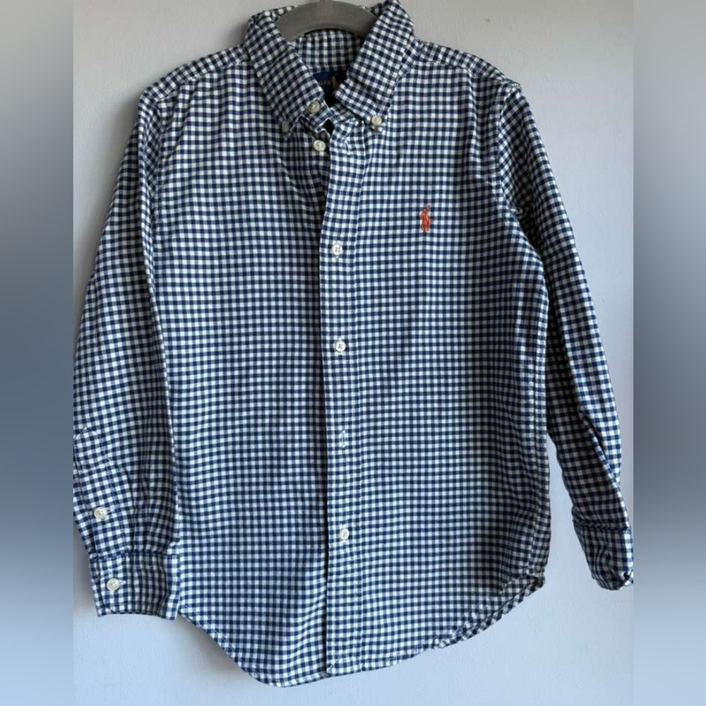 Polo By Ralph Lauren Kids Blue Checkered Button Down Shirt Size 6